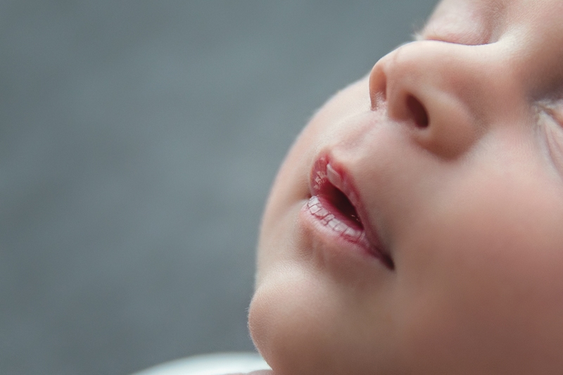 Newborn Photography, close up of baby's nose and lips